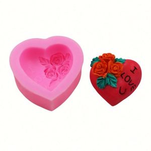 Moldes de Silicona para Fondant con Forma de Corazón y Rosa, Serie Amor Romántico, OEM/ODM - Product Image 3