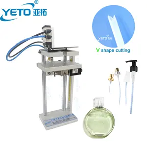 YETO V şekli parfüm püskürtücü pompası boru kesme makinesi plastik daldırma boru kesici losyon krem pompası kesme ekipmanları