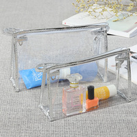 Pochette cosmétique transparente moderne en PVC pour femme, portable, pour voyage, bureau, étui à crayons, organisateur, impression de logo personnalisable