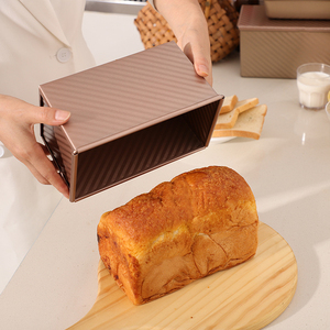 Stampo per pane in acciaio al carbonio dorato con rivestimento antiaderente scatola per Toast in padella ondulata con coperchio - Product Image 4