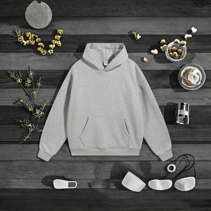 Sudadera con Capucha Personalizada para Hombre, Forro Polar de 250g, Botones, Otoño Invierno, Color Sólido, Talla Grande, Chaqueta Tejida 100% Algodón, Secado Rápido, Transpirable - Product Image 2