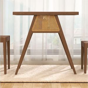 مجموعة طعام حديثة من الخشب الصلب البسيط ، كراسي خلفية منسوجة وطاولة لحانة المنزل أو أثاث المكاتب - Product Image 3