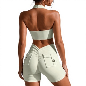 Ensemble de vêtements de sport pour femme : soutien-gorge de sport torsadé à l'avant et short taille haute – Tenue de yoga et de gym pour femme - Product Image 5
