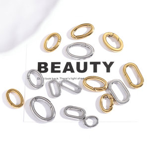 Chiusure <span class=keywords><strong>a</strong></span> <span class=keywords><strong>Molla</strong></span> Ovali in Acciaio Inox Placcato Oro 18k per Creazione di Gioielli Fai-da-Te - Product Image 4