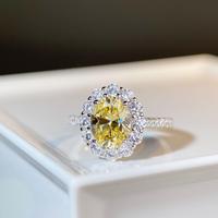 Bague de haute joaillerie pour femme en argent pur S925, motif œuf jaune canari, bijou de doigt polyvalent de luxe léger haut de gamme