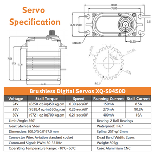 XQ-S9450D 700kg.cm Brushless 30V Metal for Drone Payload Release Precise Delivery <b>Control</b> - Product Image 6