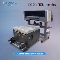 Imprimante DTF A2 450 mm à 2, 3 ou 4 têtes I3200 XP600 I1600, machine d'impression par transfert avec alarme de manque d'encre et ensemble agitateur de poudre