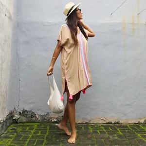Las mujeres borla encaje vestido damas ropa de encaje de las mujeres ropa Kaftan de la playa de las mujeres bordados Kaftan - Product Image 2