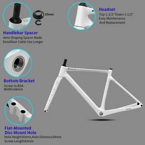 Cadre de vélo de gravier en carbone BXT 700C 58cm grande taille avec passage de câbles entièrement intégré, vente en gros OEM ODM, cadre de vélo de gravier en carbone aérodynamique 700C - Product Image 4