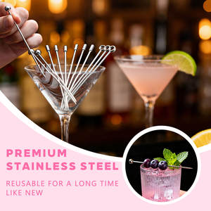 Cocktail Picks En Acier Inoxydable Réutilisable Cocktail Cure-Dents Garnir Picks <span class=keywords><strong>Bloody</strong></span> Mary Brochettes pour Olives Apéritifs Fruits - Product Image 5