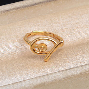 Anneaux de mode en argent S925, accessoires de bricolage - Anneau ouvert lisse A6028 avec perle de bambou nouée de 7-8 mm, bijoux A6028 - Product Image 4