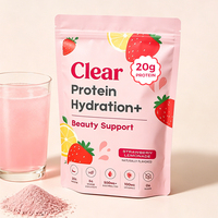 Poudre de boisson protéinée Clear Whey de 20g, collagène, électrolytes, supplément d'hydratation, saveur fraise-limonade, boisson riche en protéines