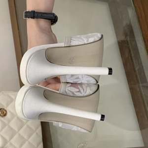 Flower Lace Upper Women on Sandals Dress Wedding Pearl Stiletto Party Shoes Thin High Heels Peep Toe Mules <b>Slides</b> - Product Image 3