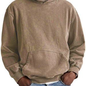 Men Cleanfit Acid Wash Oversized Hoodie <b>Vintage</b> Washed Brushed Fleece Streetwear <b>Sweatshirt</b>, Relaxed Fit Casual Autumn Pullover - Product Image 3