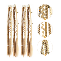 Extensions de cheveux tressées ombrées en fibre résistante à la chaleur, style bohème viking, pour femmes