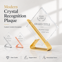 Trofeo de Reconocimiento Empresarial con Contenido Personalizado, Placa de Cristal Transparente Grabable