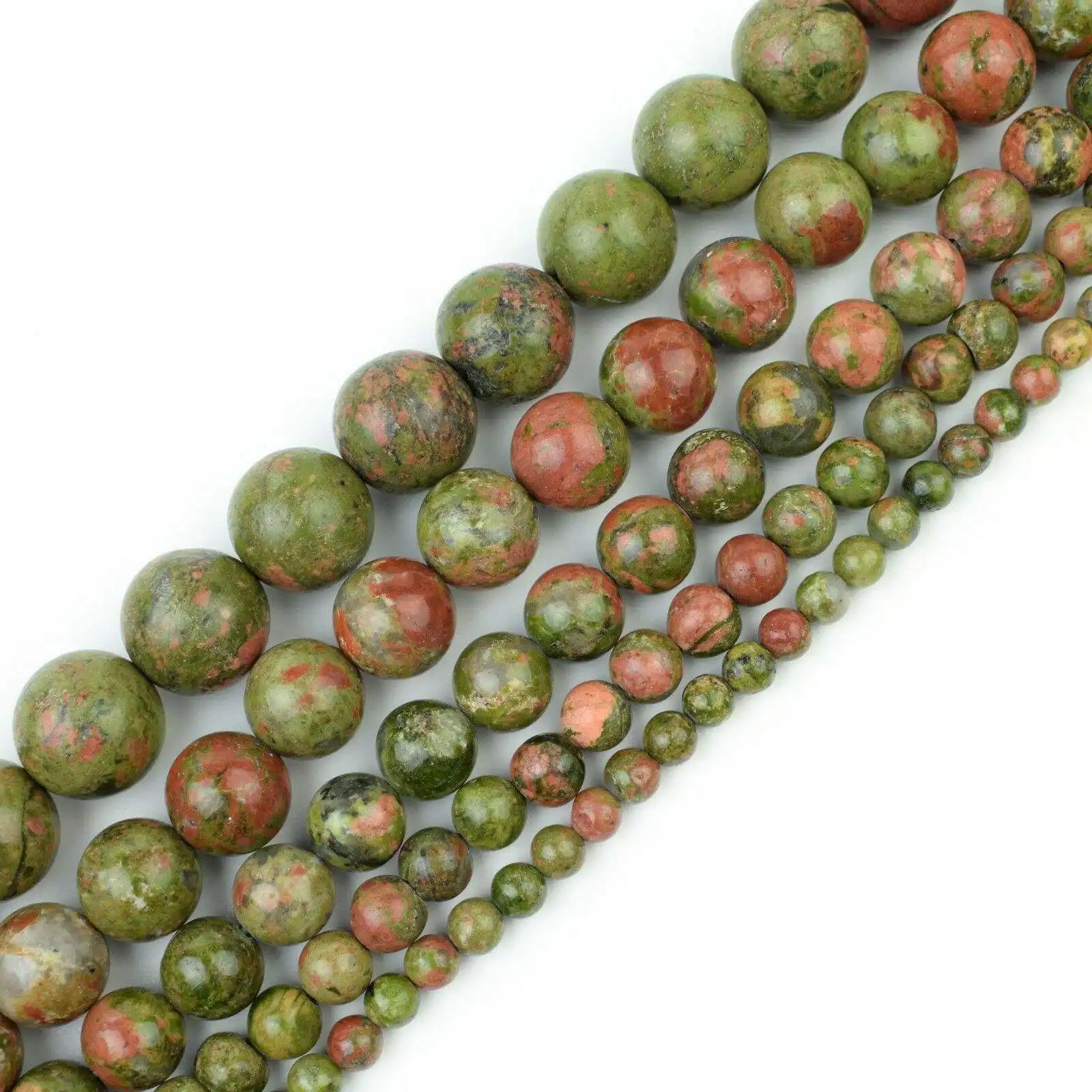 Natural Stone Beads Unakite Round Loose Spacer Beads 4, 6,8, 10, 12mm for Jewelry Making