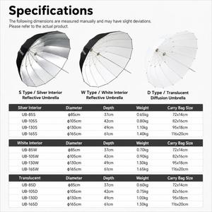 Parapluie diffuseur de studio photo Godox UB-105D le plus demandé avec réflecteur - Product Image 3