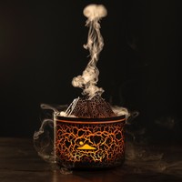 Humidificateur à brume froide et diffuseur d'aromathérapie Flamme Volcanique avec veilleuse, capacité 180 ml, alimentation USB, pour chambre à coucher