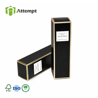 Boîte d'emballage pour soins de la peau en matériaux recyclés noir mat haut de gamme, boîte en papier pliable personnalisée avec éponge pour sérum et tonique de beauté