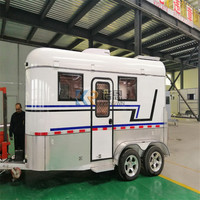 Remorque de transport pour chevaux de luxe à chargement droit pour 2 chevaux avec logement, remorque de transport pour chevaux personnalisée avec porte de caravane