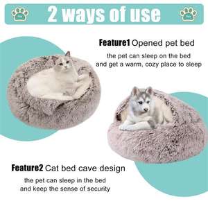 40CM Warm Solid Pattern Katzen bett Höhle Langes Plüsch Haustier Nest Bett mit sofa ähnlichen weichen Kissen Drops hipping unterstützt für Hunde & Katzen - Product Image 6
