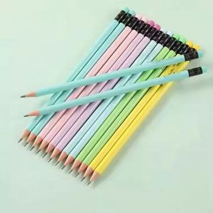 Crayons hexagonaux en tilleul jaune avec logo, gomme intégrée, pour écriture et dessin, idéaux pour promotions et cadeaux (vente en gros) - Product Image 4
