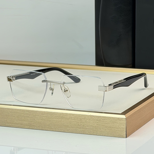 <span class=keywords><strong>Occhiali</strong></span> da <span class=keywords><strong>Vista</strong></span> Senza Montatura <span class=keywords><strong>di</strong></span> Alta Qualità Stile Designer con Cerniera in Metallo Lucidato e Aste in Acetato Premium per Uomo d'Affari - Product Image 4
