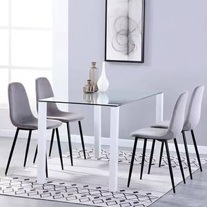 Modern Design Factory Direct Sale <b>Grey</b> Fabric <b>Velvet</b> Dining <b>Chair</b> with Upholstered Seat and Back - Product Image 3