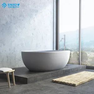 Surface Composite Bath Concrete Bathtub Italian Design Solid Luxury Modern Freestanding Bathroom Bathtub Body Soaking Center ETB
