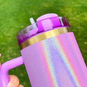 Blank Sublimation Gloss <b>Mirror</b> Shimmer Glitter Gold Plated 40oz Tumbler for Laser Engraved - Product Image 4