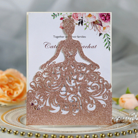 Carte d'invitation scintillante découpée au laser pour la Saint-Valentin, anniversaire de mariage, anniversaire de fille, carte d'invitation pour la Saint-Valentin