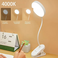 Lampe de bureau USB Rechargeable Lampe de table avec clip Lit Lecture Livre Veilleuse LED Lampes de bureau 3 Modes Gradation Protection des yeux DC5V