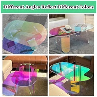 Table d'appoint ronde en acrylique colorée, table basse irisée transparente pour salon et chambre