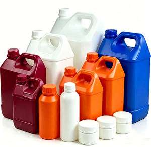 ขวดพลาสติกทรงสี่เหลี่ยมพร้อมฝาเกลียว HDPE สำหรับเก็บสารเคมี มีหลายสีหลายขนาด - Product Image 1