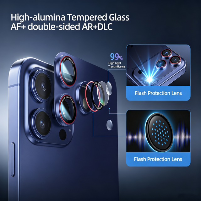 Case Friendly Camera Lens Protector for iPhone H Hardness Tempered Glass AR Anti-Glare 99% HD Clarity Individual Cut Design