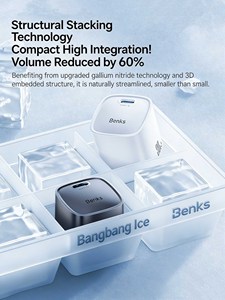 Chargeur rapide GaN 30W Benks, chargeur mural USB-C, compact, portable, adaptateur de charge rapide PD - Product Image 5