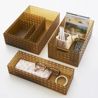 Boîte de rangement de bureau en plastique creuse et respirante avec poignée, plusieurs tailles, pour télécommandes et fournitures de bureau