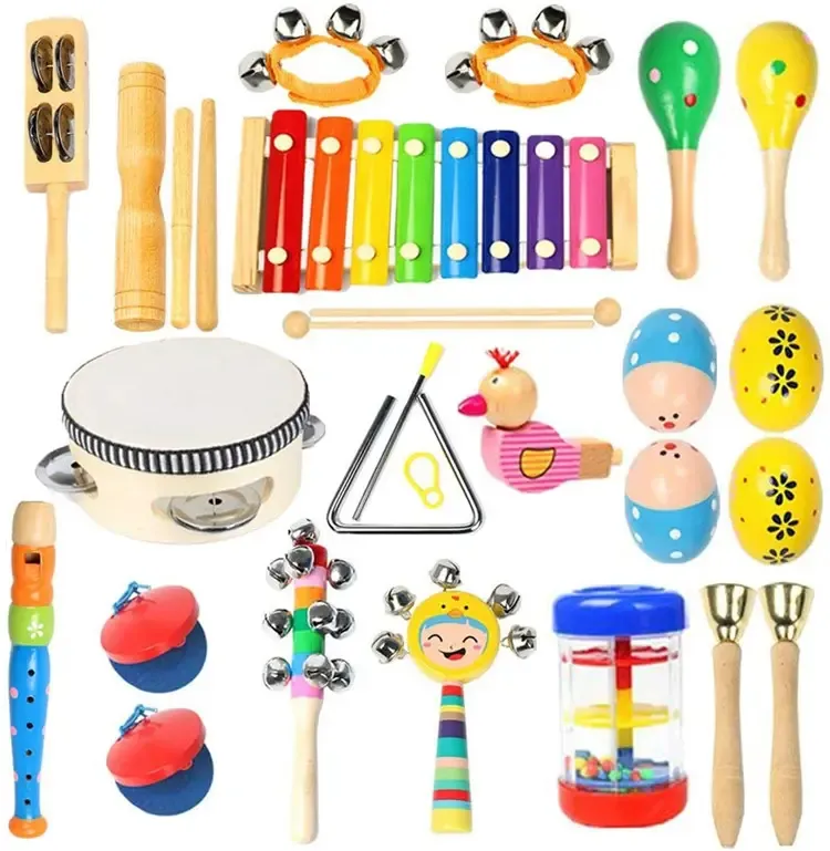 音楽玩具セットブランクカラーベビー教育玩具木製子供楽器ベビー玩具楽器