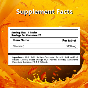 สูตรที่กำหนดเองด้วยอาหารเสริมทุกวันสีส้ม Vitamina C 1000มิลลิกรัมเม็ดฟู่ - Product Image 6