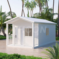 Maisonnette préfabriquée moderne prête à être expédiée, cabane mobile de luxe en conteneur avec toit à pignon