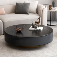 Table basse de rangement de luxe moderne, ronde, en pierre frittée, pour salon, avec 2 tiroirs, structure en bois massif, couleur personnalisable, usage domestique