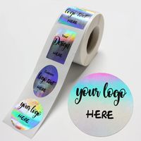 Etiquetas Adhesivas Redondas Holográficas Plateadas Brillantes con Diseño de Logotipo Personalizado al por Mayor, Etiquetas Térmicas en Rollo con Agradecimiento
