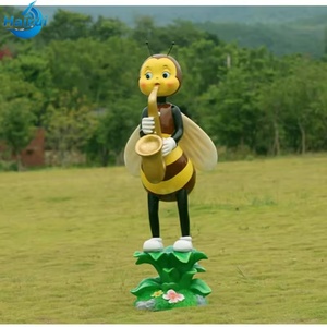 ประติมากรรมรูปผึ้งการ์ตูนเรซิ่นไฟเบอร์กลาสคุณภาพสูงสำหรับตกแต่งสวนภายนอกอาคาร ผลิตตามสั่งจากโรงงาน - Product Image 3