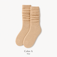 Chaussettes mi-mollet plissées respirantes de haute qualité pour femmes, confortables, unies, décontractées, pour le printemps et l'extérieur