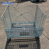 Conteneur en treillis métallique galvanisé pliable de haute qualité 500 kg 600 kg, cage de stockage métallique, chariot à roulettes avec roues