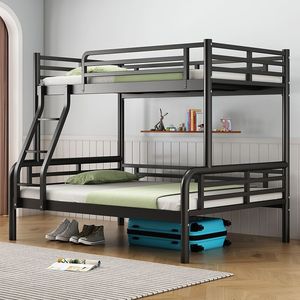 Modern Minimalist Parent-and-child <strong>Double</strong>-tier Wrought-iron <strong>Bunk</strong> <strong>Bed</strong> For Apartment Use Adult-sized Extra-thick Construction - Product Image 4