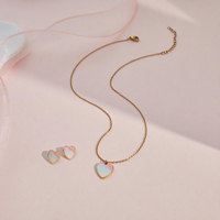 Cadeau d'anniversaire pour bébé, bijoux pour petite fille, collier et boucles d'oreilles en forme de cœur, acier inoxydable, bijoux hypoallergéniques pour petite fille