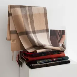 Bufanda de Lana 100% de Alta Calidad, Cálida y Cómoda para Invierno, Diseño a Cuadros, para Hombre y Mujer, Pashmina de Cachemira de Oveja, YHK0021 - Product Image 1