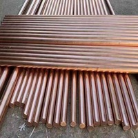 Penjepit Batang Tembaga Murni 99,9% Batang Pembumian Baja Berlapis Tembaga Dipoles Datar 12mmx1,5m 14,2mmx1,5m 16mmx1,5m Batang Bulat Tembaga